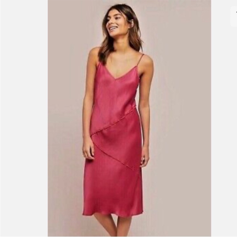 Anthropologie Dress Saturday Sunday Rosalina Raspberry Pink Slip Medium